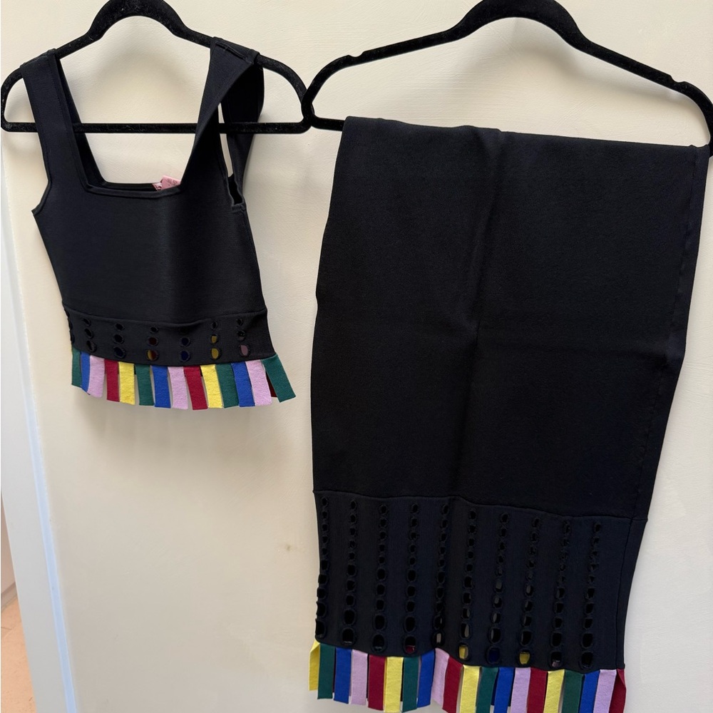 STAUD fringe matching set - skirt and top